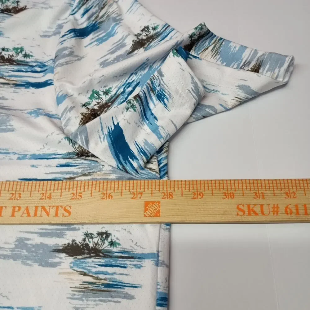 Chaps Printed Golf Polo Shirt Men's Size 3XL Bright White Stretch Moisture Wick‎
